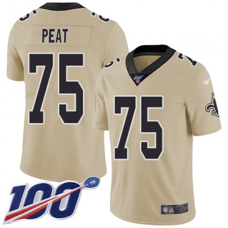 Nike Saints #75 Andrus Peat Gold Men's Stitched NFL Limited Inverted Legend 100th Season Jersey
