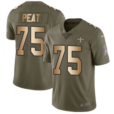 Nike Saints #75 Andrus Peat Olive/Gold Men's Stitched NFL Limited 2017 Salute To Service Jersey