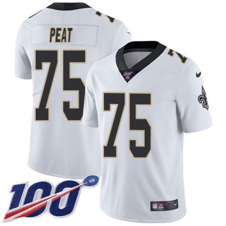 Nike Saints #75 Andrus Peat White Men's Stitched NFL 100th Season Vapor Untouchable Limited Jersey