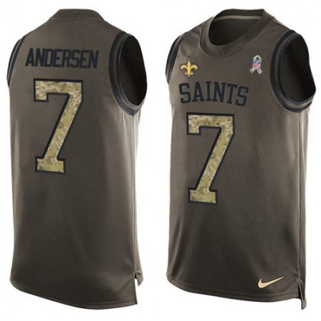 Nike Saints #7 Morten Andersen Green Men's Stitched NFL Limited Salute To Service Tank Top Jersey