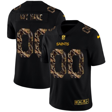 New Orleans Saints Custom Men's Black Nike Flocked Lightning Vapor Limited NFL Jersey