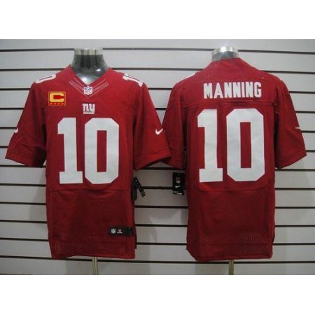 Nike Giants #10 Eli Manning Red Alternate With C Patch Men's Stitched NFL Elite Jersey