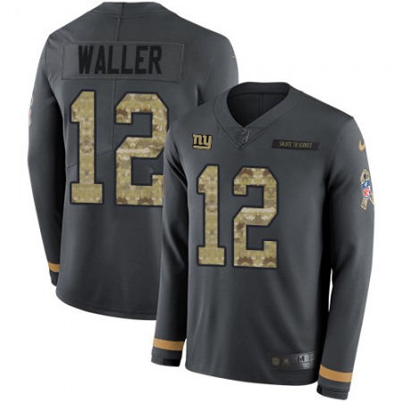 Nike Giants #12 Darren Waller Anthracite Salute to Service Men's Stitched NFL Limited Therma Long Sleeve Jersey