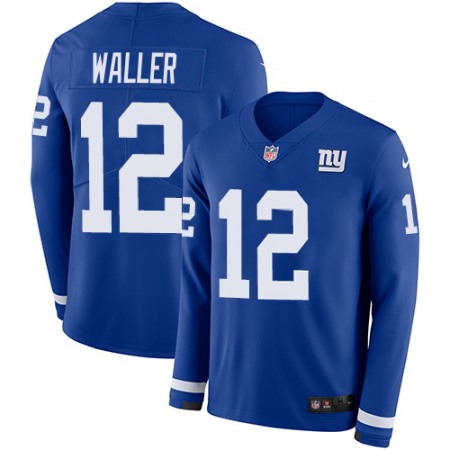 Nike Giants #12 Darren Waller Royal Blue Team Color Men's Stitched NFL Limited Therma Long Sleeve Jersey