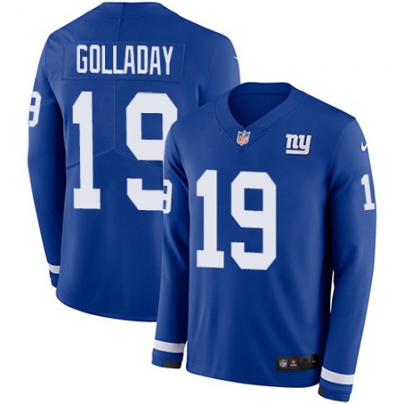 Nike Giants #19 Kenny Golladay Royal Blue Team Color Men's Stitched NFL Limited Therma Long Sleeve Jersey