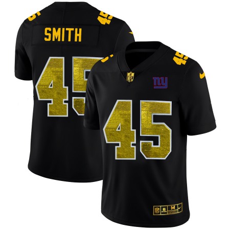 New York Giants #45 Jaylon Smith Men's Black Nike Golden Sequin Vapor Limited NFL Jersey