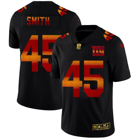 New York Giants #45 Jaylon Smith Men's Black Nike Red Orange Stripe Vapor Limited NFL Jersey