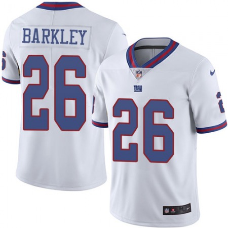 Nike Giants #26 Saquon Barkley White Men's Stitched NFL Limited Rush Jersey