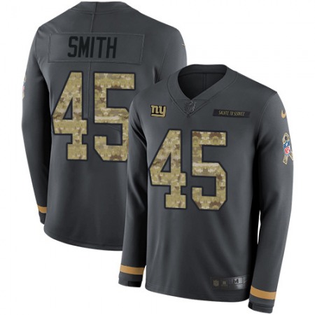 Nike Giants #45 Jaylon Smith Anthracite Salute to Service Men's Stitched NFL Limited Therma Long Sleeve Jersey