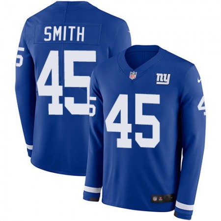 Nike Giants #45 Jaylon Smith Royal Blue Team Color Men's Stitched NFL Limited Therma Long Sleeve Jersey
