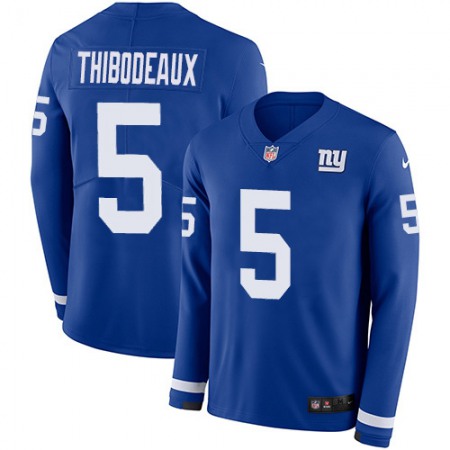 Nike Giants #5 Kayvon Thibodeaux Royal Blue Team Color Men's Stitched NFL Limited Therma Long Sleeve Jersey