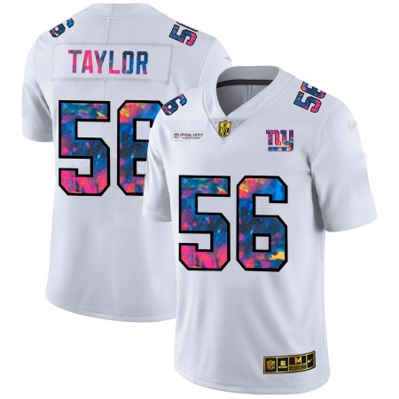 New York Giants #56 Lawrence Taylor Men's White Nike Multi-Color 2020 NFL Crucial Catch Limited NFL Jersey