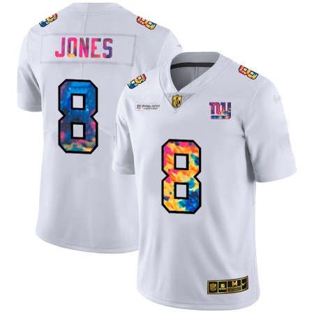 New York Giants #8 Daniel Jones Men's White Nike Multi-Color 2020 NFL Crucial Catch Limited NFL Jersey