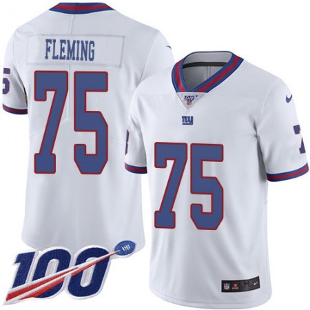 Nike Giants #75 Cameron Fleming White Men's Stitched NFL Limited Rush 100th Season Jersey