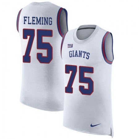 Nike Giants #75 Cameron Fleming White Men's Stitched NFL Limited Rush Tank Top Jersey