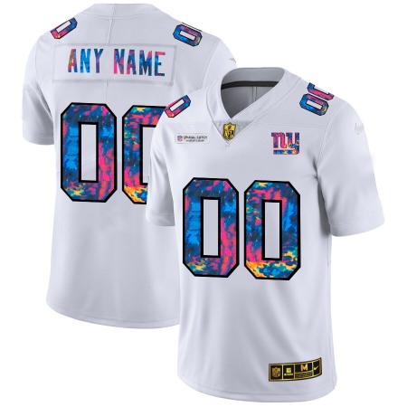 New York Giants Custom Men's White Nike Multi-Color 2020 NFL Crucial Catch Limited NFL Jersey