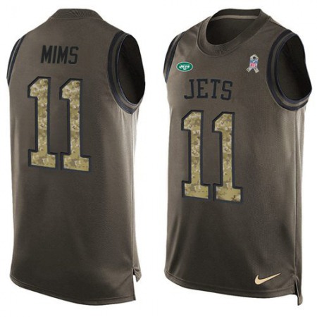 Nike Jets #11 Denzel Mim Green Men's Stitched NFL Limited Salute To Service Tank Top Jersey