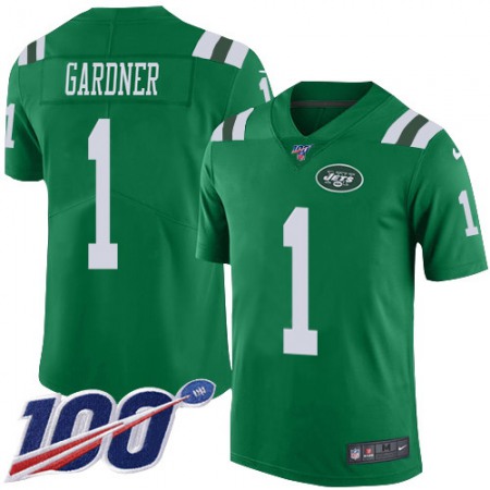Nike Jets #1 Ahmad Sauce Gardner Green Men's Stitched NFL Limited Rush 100th Season Jersey