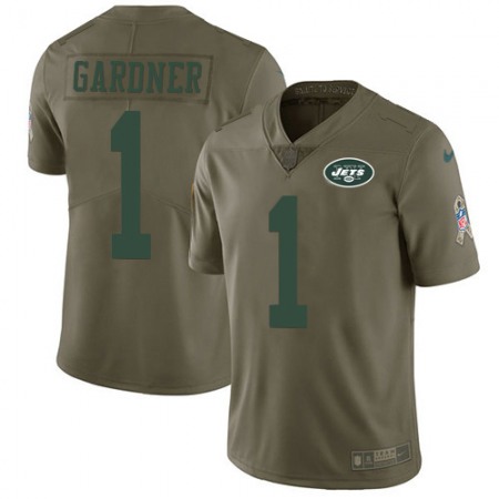Nike Jets #1 Ahmad Sauce Gardner Olive Men's Stitched NFL Limited 2017 Salute To Service Jersey
