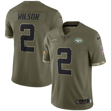 New York Jets #2 Zach Wilson Nike Men's 2022 Salute To Service Limited Jersey - Olive