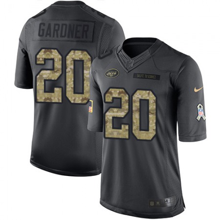 Nike Jets #20 Ahmad Sauce Gardner Black Men's Stitched NFL Limited 2016 Salute to Service Jersey