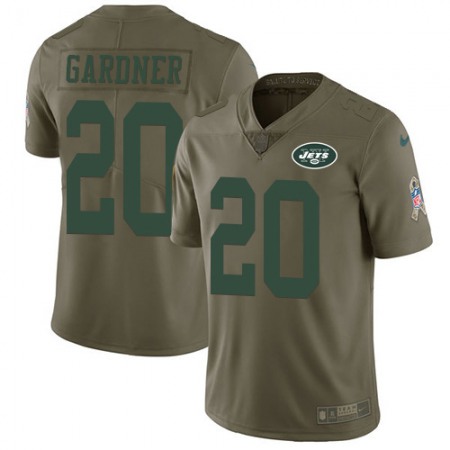 Nike Jets #20 Ahmad Sauce Gardner Olive Men's Stitched NFL Limited 2017 Salute To Service Jersey