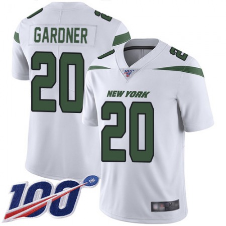 Nike Jets #20 Ahmad Sauce Gardner White Men's Stitched NFL 100th Season Vapor Limited Jersey