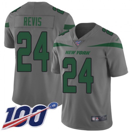 Nike Jets #24 Darrelle Revis Gray Men's Stitched NFL Limited Inverted Legend 100th Season Jersey
