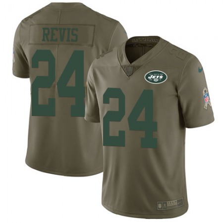 Nike Jets #24 Darrelle Revis Olive Men's Stitched NFL Limited 2017 Salute To Service Jersey