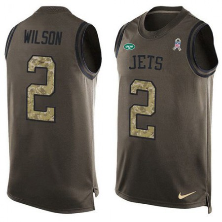 Nike Jets #2 Zach Wilson Green Men's Stitched NFL Limited Salute To Service Tank Top Jersey