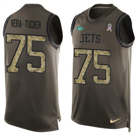 Nike Jets #75 Alijah Vera-Tucker Green Men's Stitched NFL Limited Salute To Service Tank Top Jersey