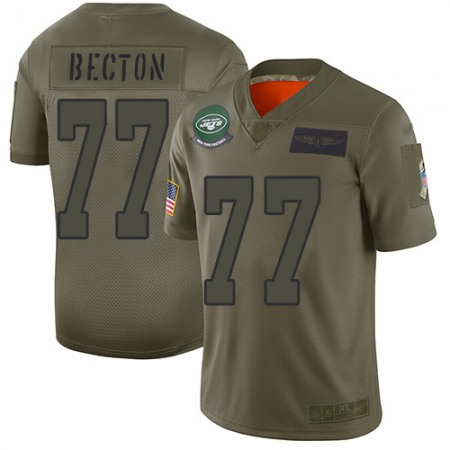 Nike Jets #77 Mekhi Becton Camo Men's Stitched NFL Limited 2019 Salute To Service Jersey