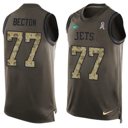 Nike Jets #77 Mekhi Becton Green Men's Stitched NFL Limited Salute To Service Tank Top Jersey