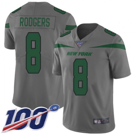 Nike Jets #8 Aaron Rodgers Gray Men's Stitched NFL Limited Inverted Legend 100th Season Jersey