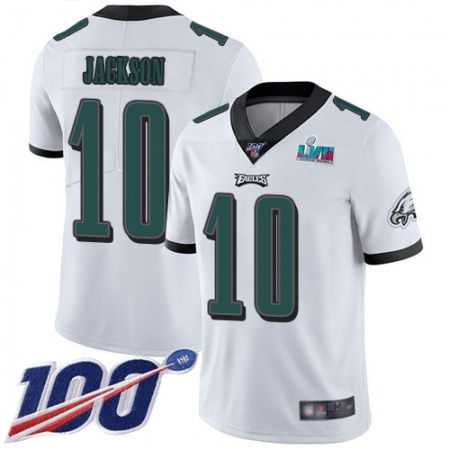 Nike Eagles #10 DeSean Jackson White Super Bowl LVII Patch Men's Stitched NFL 100th Season Vapor Limited Jersey