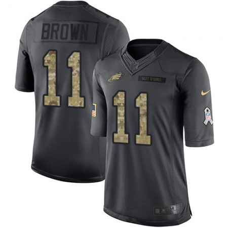 Nike Eagles #11 A.J. Brown Black Men's Stitched NFL Limited 2016 Salute to Service Jersey
