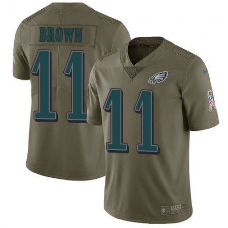 Nike Eagles #11 A.J. Brown Olive Men's Stitched NFL Limited 2017 Salute To Service Jersey