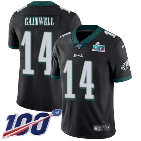 Nike Eagles #14 Kenneth Gainwell Black Alternate Super Bowl LVII Patch Men's Stitched NFL 100th Season Vapor Untouchable Limited Jersey
