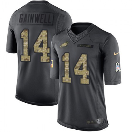 Nike Eagles #14 Kenneth Gainwell Black Men's Stitched NFL Limited 2016 Salute to Service Jersey