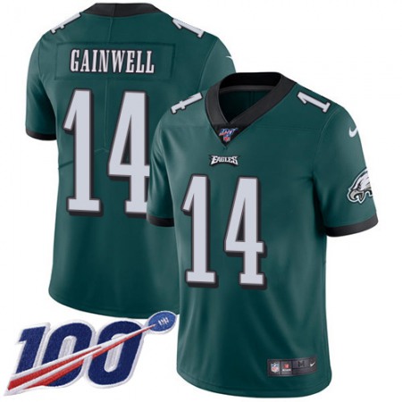Nike Eagles #14 Kenneth Gainwell Green Team Color Men's Stitched NFL 100th Season Vapor Untouchable Limited Jersey