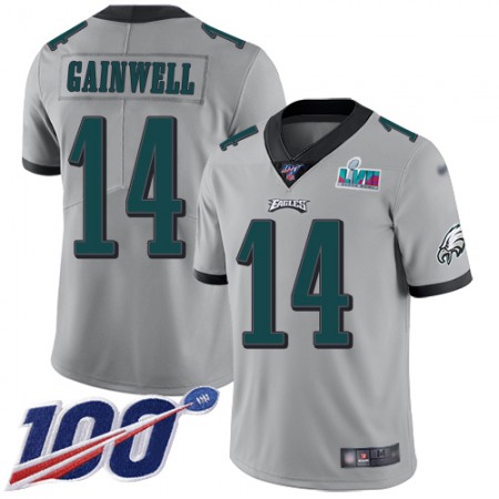 Nike Eagles #14 Kenneth Gainwell Silver Super Bowl LVII Patch Men's Stitched NFL Limited Inverted Legend 100th Season Jersey