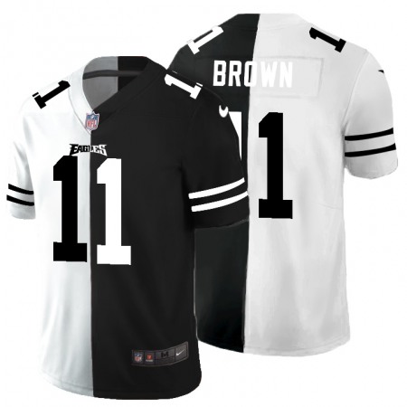 Philadelphia Eagles #11 A.J. Brown Men's Black V White Peace Split Nike Vapor Untouchable Limited NFL Jersey