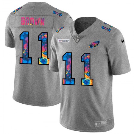 Philadelphia Eagles #11 A.J. Brown Men's Nike Multi-Color 2020 NFL Crucial Catch NFL Jersey Greyheather