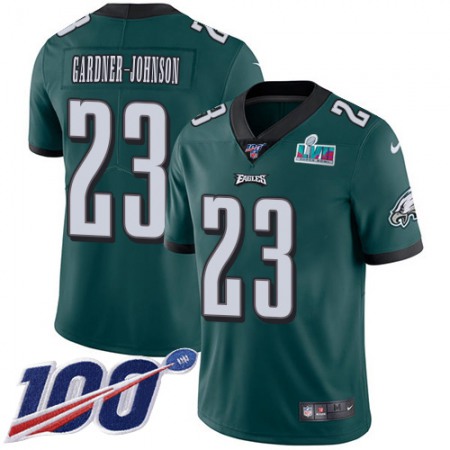 Nike Eagles #23 C.J. Gardner-Johnson Green Team Color Super Bowl LVII Patch Men's Stitched NFL 100th Season Vapor Untouchable Limited Jersey