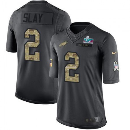 Nike Eagles #2 Darius Slay Black Super Bowl LVII Patch Men's Stitched NFL Limited 2016 Salute to Service Jersey