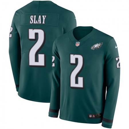 Nike Eagles #2 Darius Slay Green Team Color Men's Stitched NFL Limited Therma Long Sleeve Jersey