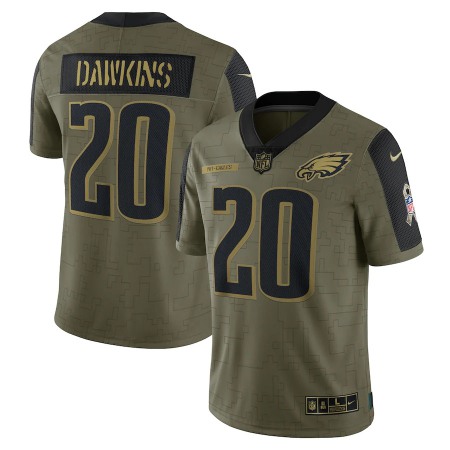 Philadelphia Eagles #20 Brian Dawkins Olive Nike 2021 Salute To Service Limited Player Jersey