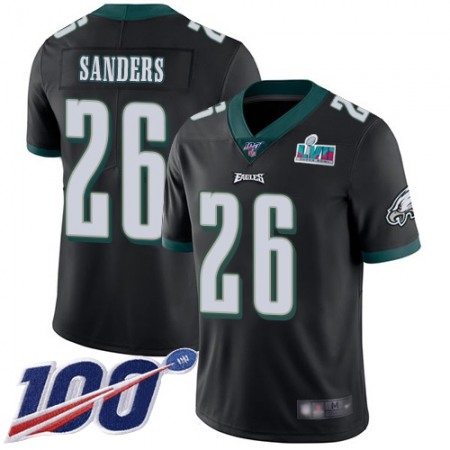 Nike Eagles #26 Miles Sanders Black Super Bowl LVII Patch Alternate Men's Stitched NFL 100th Season Vapor Limited Jersey