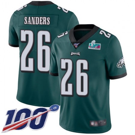 Nike Eagles #26 Miles Sanders Green Team Color Super Bowl LVII Patch Men's Stitched NFL 100th Season Vapor Limited Jersey