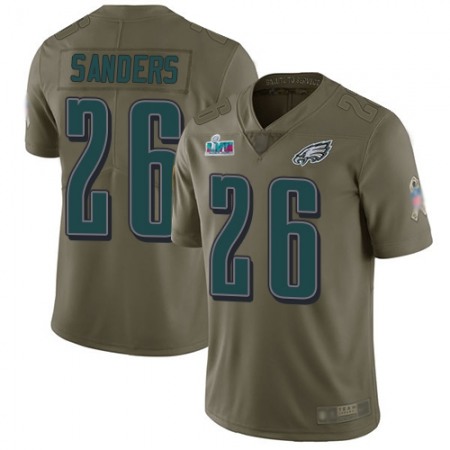 Nike Eagles #26 Miles Sanders Olive Super Bowl LVII Patch Men's Stitched NFL Limited 2017 Salute To Service Jersey